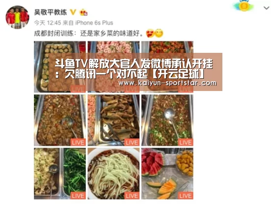 斗鱼TV解放大官人发微博承认开挂:欠腾讯一个对不起【开云足球】(图4) 开云篮球